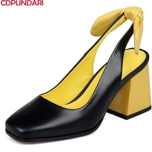 Fashion Butterfly-knot Genuine Leather High Heels Sandals Women Summer Casual Shoes Ladies Sandales Femmes 2021 Sandalias Mujer