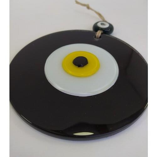 Black Evil Eye 12cm Glass Bead Pendant Charm Turkish Handmade Big Amulet for Wall Hanging Talisman Boho Home / Room Decor