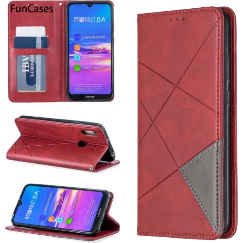 Color Matching Phone Shell For estuche Huawei Y6 2019 PU Leather Flip Wallet Case sFor Huawei etui Honor 8A Play Movil Luxury