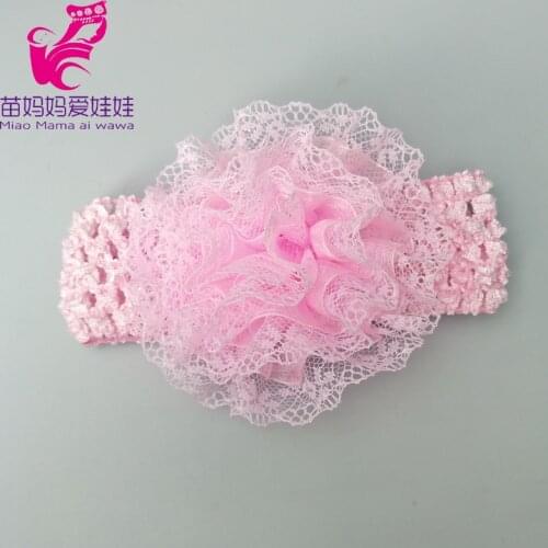 For 43cm doll Pink flower hairband for 18" girl doll head band baby doll accessories