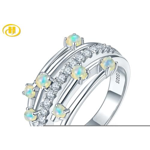 Natural Opal 925 Silver Ring for Women Real Gemstone Sterling Silver Womens Ring Classic Design Exquisite Style Anniversary