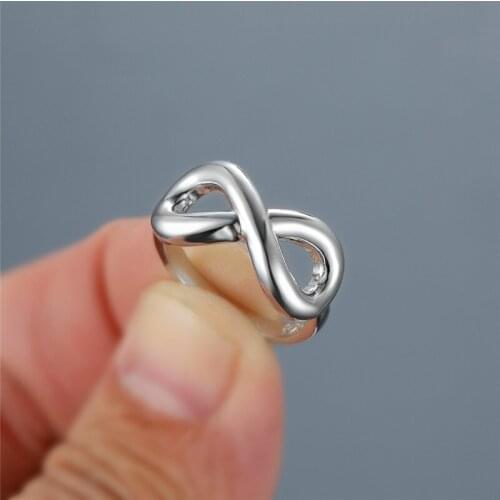 Dainty Silver Color Infinity Ring Simple Female Cross Bow Thin Wedding Ring Trendy Bridal Hollow Engagement Rings For Women Gift