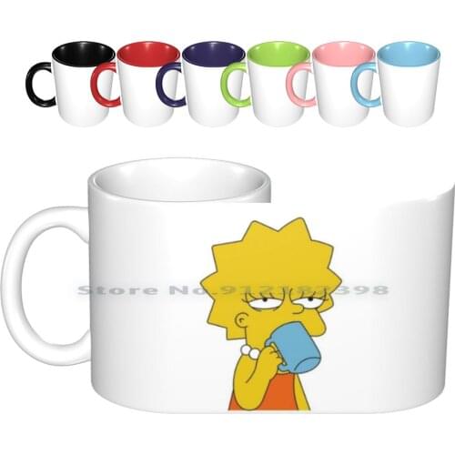 Coffee Lisa Ceramic Mugs Coffee Cups Milk Tea Mug Lisa Tv Movies Cinema 90s Colors Hipster Hippie Geek 80s Trendy Cool Funny