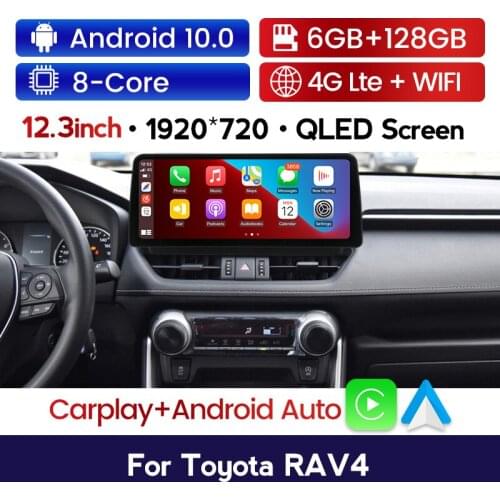 MEKEDE for Toyota RAV4 2020 12.3 Inch 8-Core Android 10.0 Car Radio Multimedia Player GPS Navigation CarPlay WiFi BT Touch Sceen