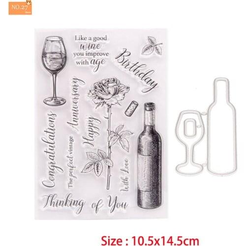 Champagne Glass Metal Cutting Dies and Stamps Stencil for DIY Scrapbooking Photo Album Embossing Decorative Paper Cards 2021