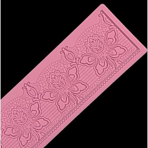 Minsunbak Rose Pattern Lace Mold Silicone Sugar Lace Pad Wedding Cake Border Decoration Mold DIY Tool