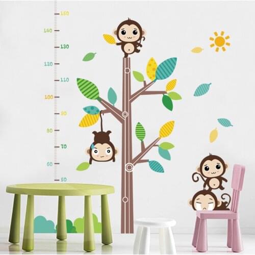 Cartoon Height Measurement Wall Stickers Kids Room Wall Decoration Decals 3D Stereo Wallpaper Self Adhesive