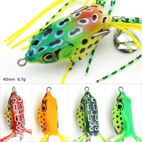 1pcs 40mm 6.7g Soft Frog Fishing Lure 3D Eyes 2 Treble Hooks Bass Crankbait Topwater Floating artificial Bait