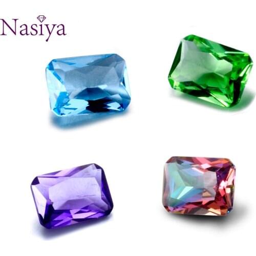 NASIYA Crystal Spinel 10*14 MM Created Rectangle Stone Cubic Zircon Bijoux Loose Gemstones for Ring Jewelry DIY 10 Pcs