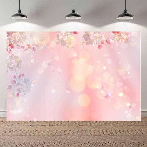 NeoBack Thin Vinyl Spring Flower Glitter Bokeh Painting Baby Kids Portrait Birthday Photography Backdrop Photo Photocall Banner