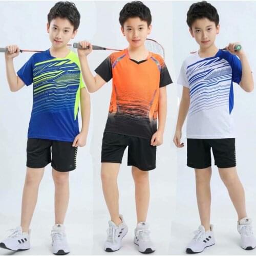 2020 New Badminton shirt for kids , Boys Table Tennis shirt set, children tennis shirts Girls tennis t shirts shorts clothes