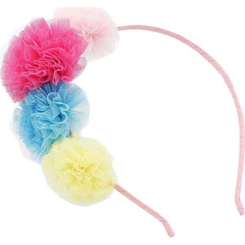 NEW Wholesale colorful children kids pomp flower hairbands wedding hair accessories party bands colors assorted-9