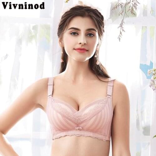 New Sexy Full Coverage Women Bra Womens Soft Cups Wireless Gathering B Cup Small Bra Lace Comfortable Small Chest Push Up bra
