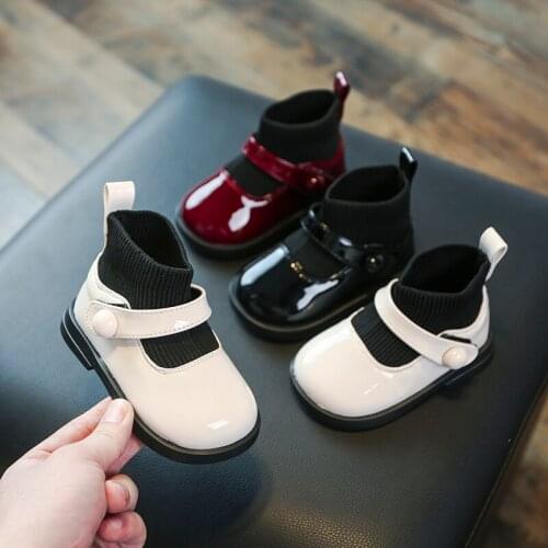 Baby Girls Shoes2021Autumn Winter Children Princess Shoes Children Martin Boots Non-slip Soft Bottom Infant Toddler KnittedShoes