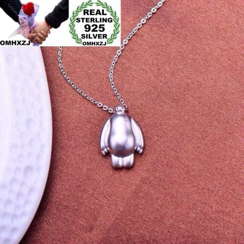 OMHXZJ Wholesale European Fashion Woman Man Party Wedding Gift White Baymax 925 Sterling Silver Necklace Pendant Charm CA106