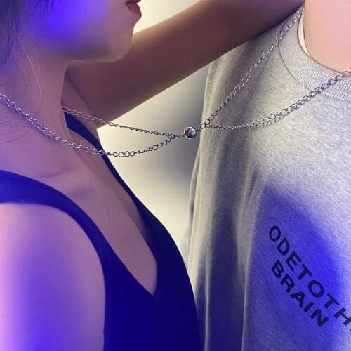 2pcs Couple Pendant Necklace Infinite Love Paired Coupling Magnetic Clasp Chain Necklaces for Women Men Fashion Jewelry