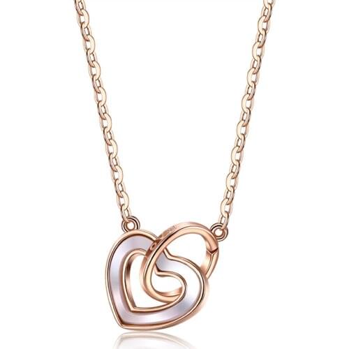 SILVERHOO Fashion Sterling Silver 925 Necklace For Women Heart-shape Round Hoop Pendant Chain Friends Birthday Gift Fine Jewelry