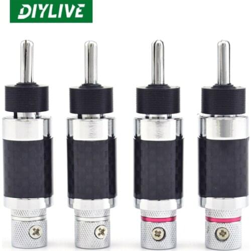 DIYLIVE 8 pieces of Guhe Furutech pure copper carbon fiber plated guy Y plug banana plug speaker amplifier with locking plug