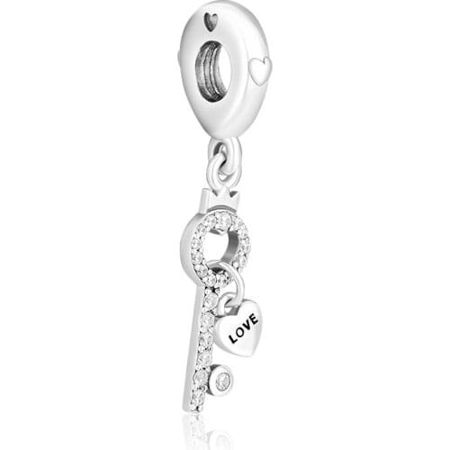 Fits Pandora Charms Bracelets Lock of Love Beads 100% 925 Sterling-Silver-Jewelry Free Shipping DIY Making