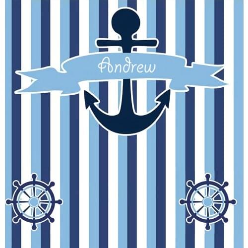 Custom Nautical Anchor Blue And White Striped background High quality Computer print party photo backdrop