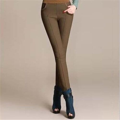 Plus Size Plus Velvet Pencil Pants Female Fall Thick Stretch Skinny Pencil Trousers Warm Pantalones Winter Oversize Pantalons
