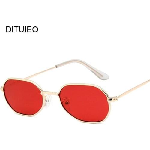 Vintage Small Octagon Sunglasses Women 2019 Ladies Fashion Shade Brand Designer Square Metal Frame Sun Glasses Red Yellow Pink