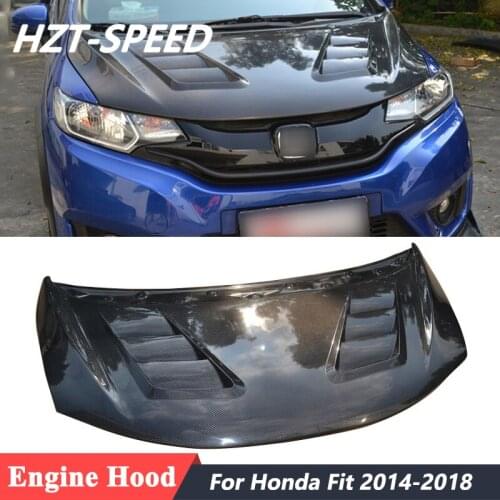 Carbon Fiber Material Cover Bonnet Engine Hood For Honda Fit Car Body Kit Refitting 2014-2018