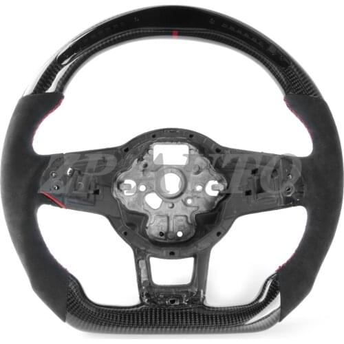 Customized Carbon Fiber with Alcanrata & LED without Airbag cover For Volkswagen Golf MK7 Steering Wheel