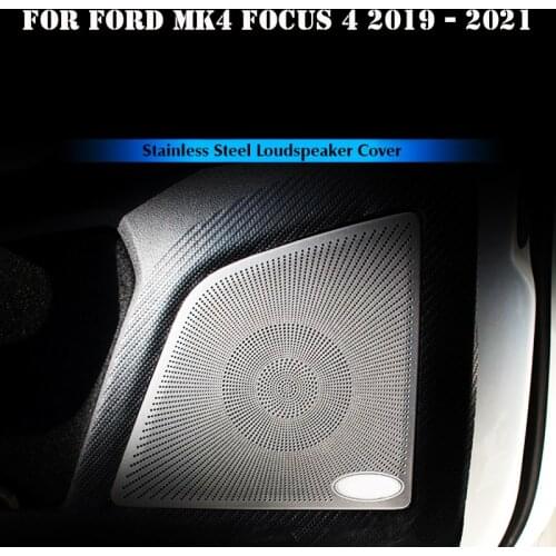Interior Mouldings Stainless Steel Audio Speaker Car Door Loudspeaker Cover Sticker For Ford Focus MK4 Focus 4 2019 2020 2021