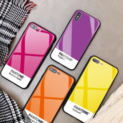 Glass Customized Phone Case Tempered for IPhone 11 12 Pro 7Plus X 6S Plus Pantone Phone Cover for IPhone XS MAX XR 8 Pure Color