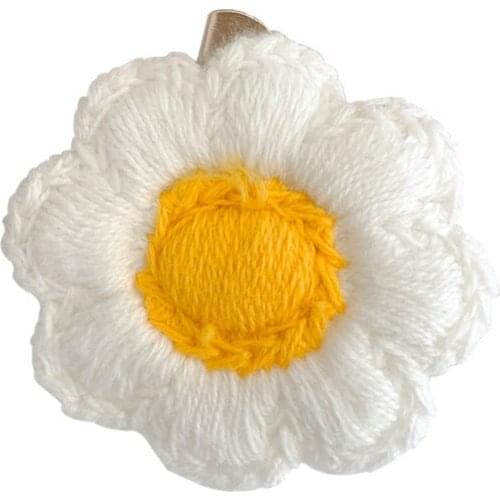Yellow Blue Coffee White Pink Orange Green Woolen Yarn Daisy Flowers Barrettes Hair Clips & Pins Headwear for Women & Children