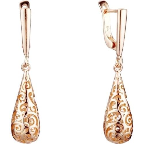 Gold Long Earring 585 Gold Color Earring Office Style Fashion Jewelry Earring Women Drop Earring