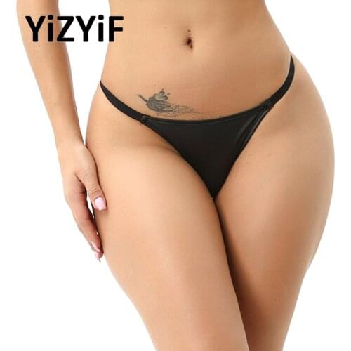 Women Low Waist Underwear T-back Bikini Thong Sexy Faux Leather Cozy Lingerie