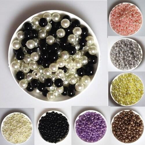100PCS 4MM/6MM Round Color Acrylic Lmitation Pearl With Hole DIY Jewelry Making Craft Necklace Bracelet