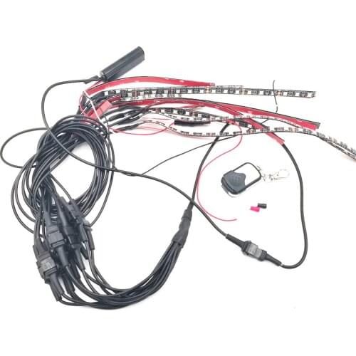 12 in 1 Motorcycle 5050 SMD RGB LED Ambient Light DC 12V Under Glow Strip Light Kit Remote Control 15 colors