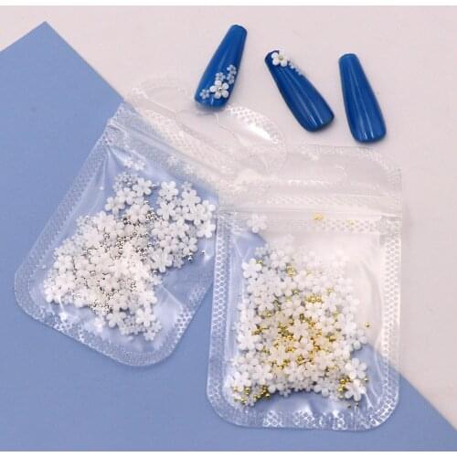 2g Acrylic Flower Nail Art Decoration Mixed Size White Rhinestones Silver Gem Manicure Tool Accessories For DIY Nail Design
