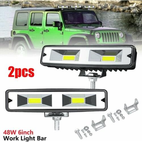 2X 48W 6Inch LED Work Light Bar Spot FLOOD Lamp Offroad Driving Fog 4WD for Jeep Truck ATV SUV UTE Boat