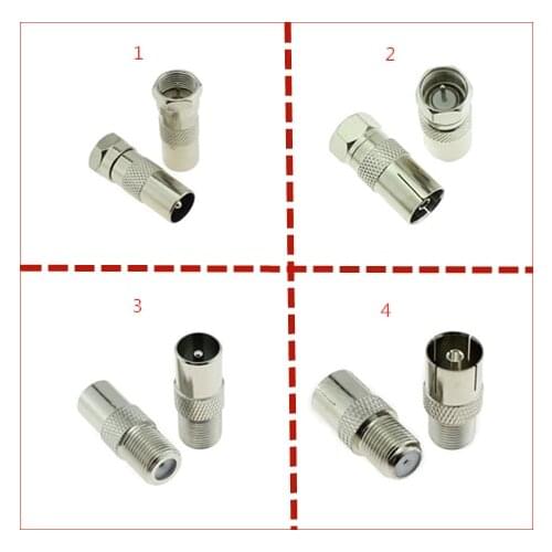 5pcs F TV to IEC PAL DVB-T Male plug & Female jack RF Coaxial Adapter Connectors