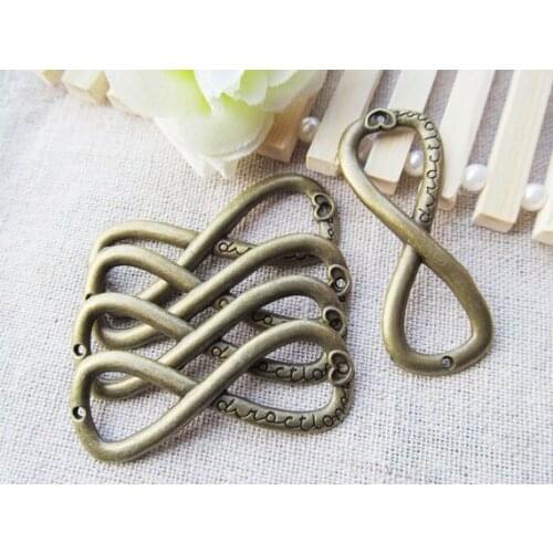 50pcs Sideway Antique Silver/Bronze Filigree Heart Infinity/Karma Direction Connector Charm,Bracelet Charm,Necklace Pendant