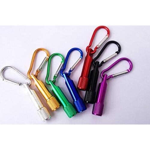 500pcs Mini 1 LED Flashlight Carabiner Torch Clip Keychain Camping Lamp Hiking Hook Key Chain Flash light Customize logo SN2482