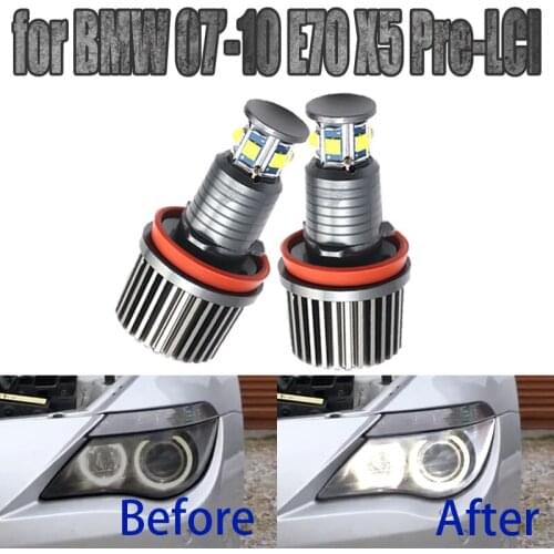 6000K White 120W 6 LED 3000LM Car Angel Eye Marker Headlights Bulbs Lamps for BMW 2007-2010 X Series E70 X5 (Pre-LCI)