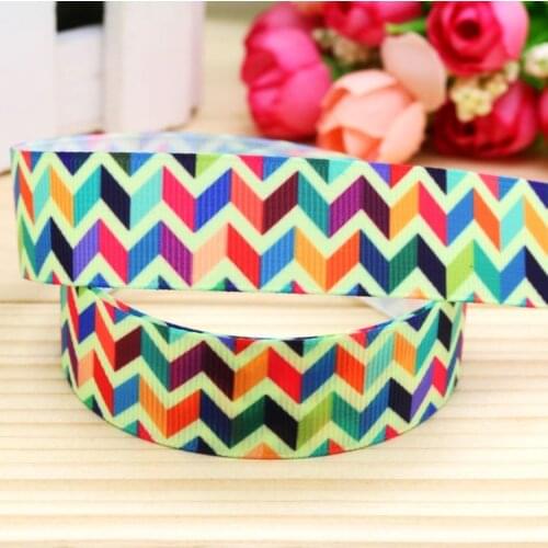 7/8'' Free shipping chevron printed grosgrain ribbon hairbow headwear party decoration diy wholesale OEM 22mm P5207