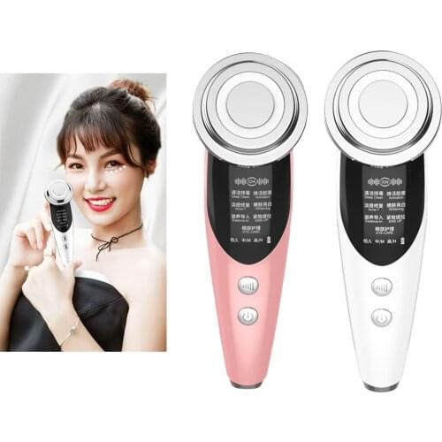 7 Modes EMS Up Face Massager Facial Lift Deep Cleaning Red & Blue LED light