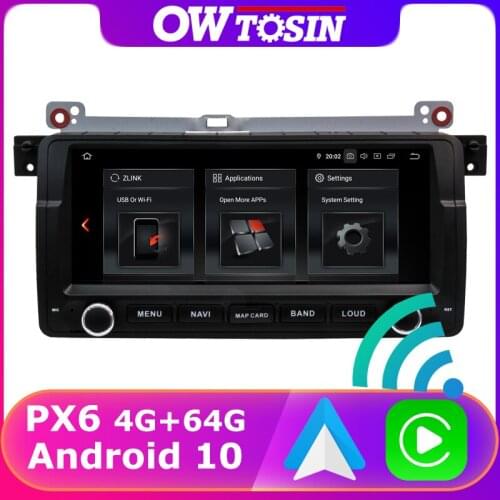 8.8" 1280*480P PX6 4+64G Android 10 Car DVD Media Radio GPS For BMW 3 Series E46 M3 E46 3er 318 320 325 Rover 75 MG ZT 1998-2006