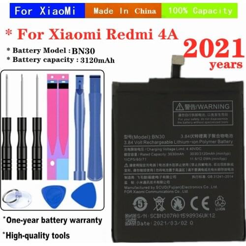 2020 Years For Xiao Mi BN30 3120mAh High Quality Battery for Redmi 4A and Hongmi 4A Phone Replacement Batteries