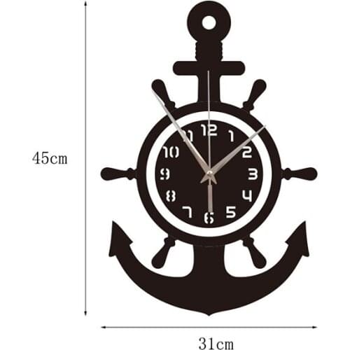 Acrylic Anchor Clock 3D Wall Clock Stickers Mediterranean Style Art Pirate Clock for Home Livingroom Bedroom can CSV