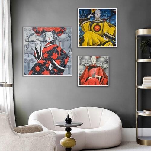 Watercolor Abstract Retro Vogue Girl Portrait Wall Art Canvas Painting Nordic Poster Pictures For Living Room Home Decoration