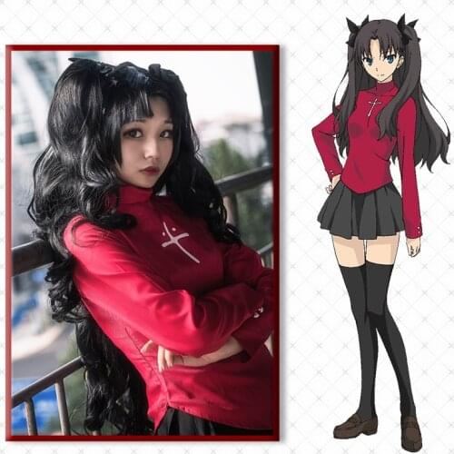 Anime Game Fate Stay Night Tohsaka Rin Cosplay Women Red Top Costume Skirt Halloween Christmas Party Outfit