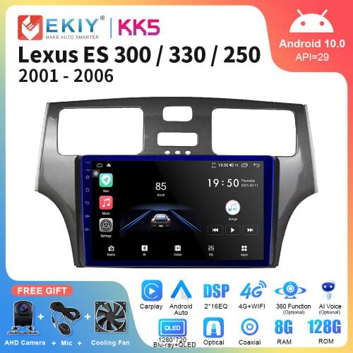 EKIY 1280*720P QLED Screen Android 10 Car Radio For Lexus ES250 ES300 ES330 Stereo Multimedia Video Player GPS Navigation No DVD