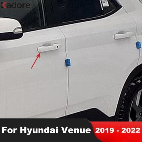 For Hyundai Venue 2019 2020 Carbon Fiber Side Door Handle Cover Trim Decoration Frame Sticker Car Styling Accessories
